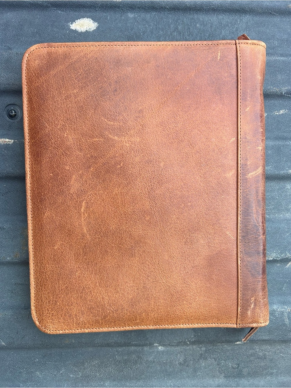 Brown Leather Zippered Portfolio - Picture 3 of 12